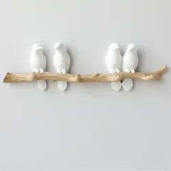 Resin Bird Hook Wall Decoration Home Accessories Key Coat Clothes Hanger Towel Hat Storage Handbag Holder for Living Room