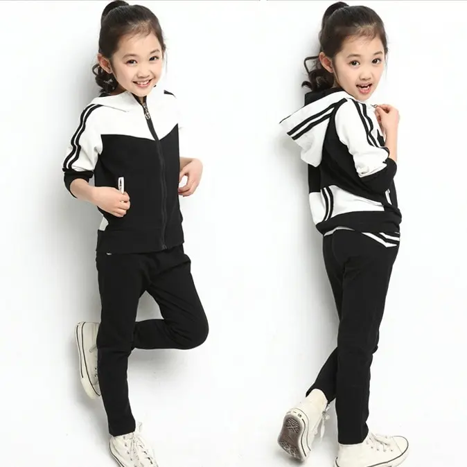 Kids girls school sports uniform OEM Spring and Autumn Children school uniform primary school clothes Sports meeting uniform set