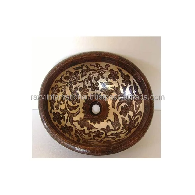 Shiny polished Round Copper hammered sink