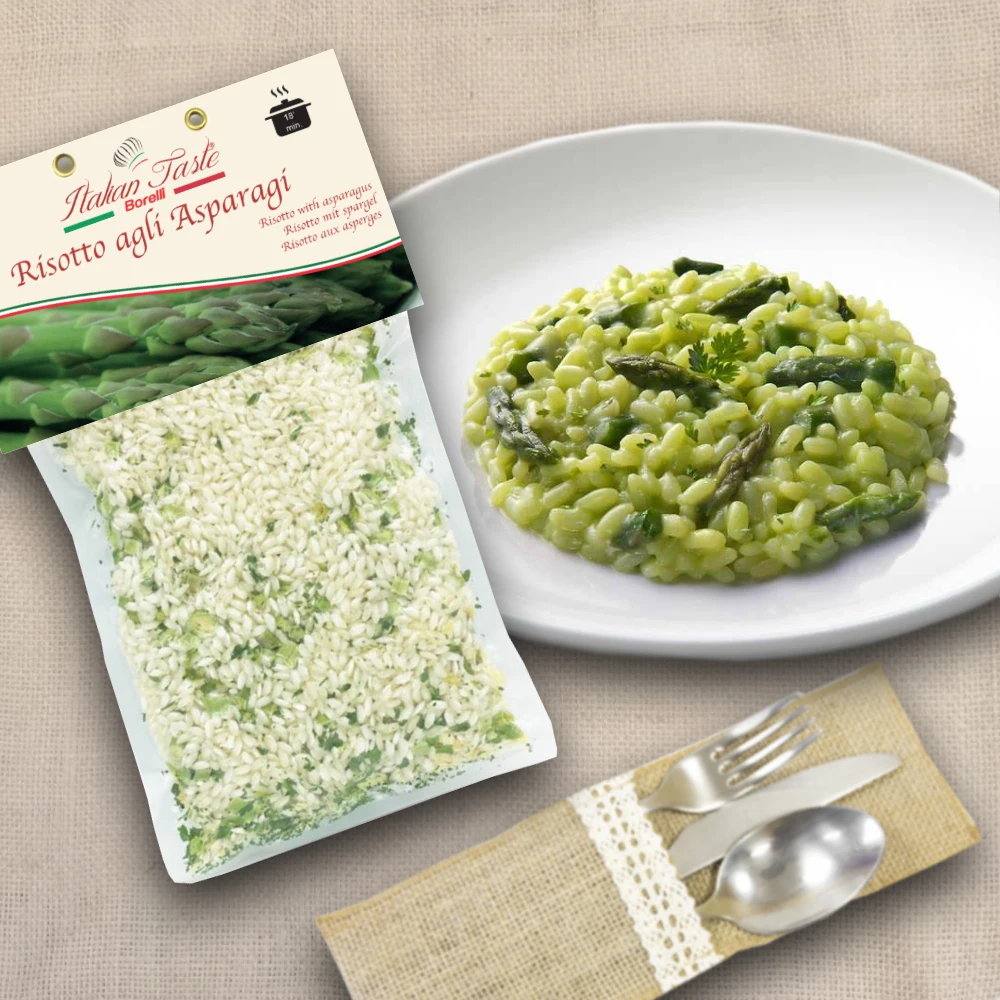 
High quality Italian Risotto with asparagus vacuum packed 300 g Made in Italy for export 