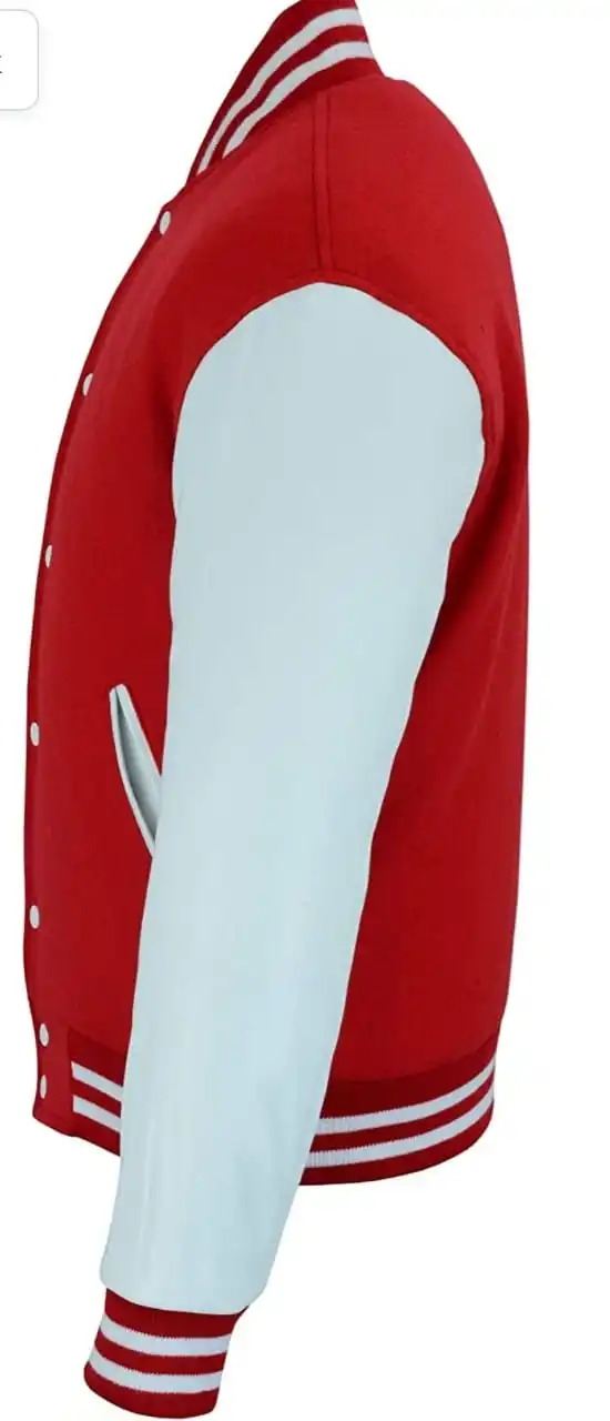 
Mens Baseball Style Red and white Varsity Jacket 