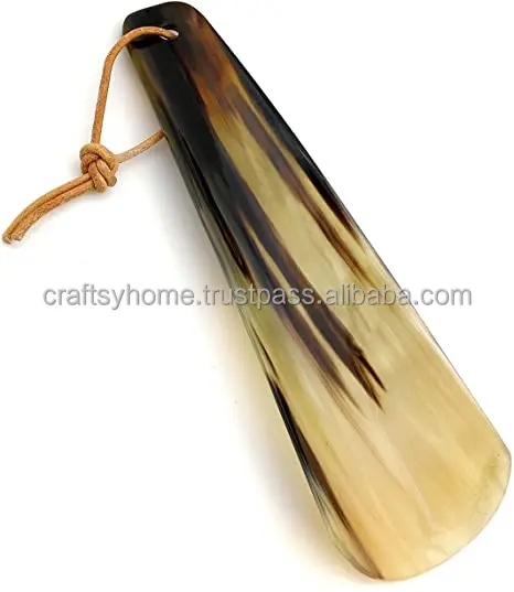 Natural Buffalo Shoe Accessories of Polished Short Shoe Horn & Long Shoe Horn with  Handle & Customized logo by India Handicraft