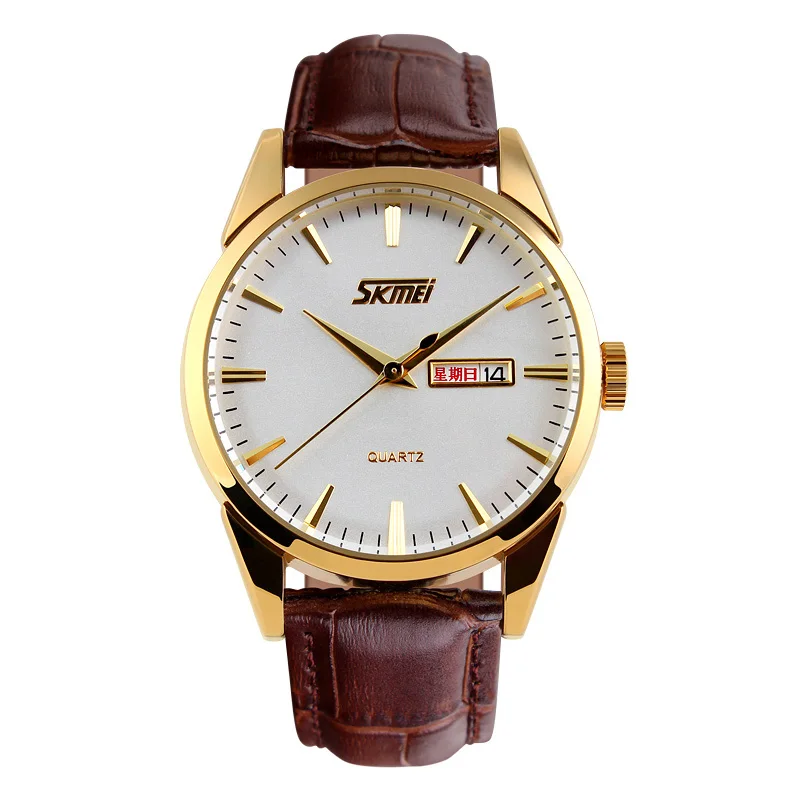 fashion quartz watch skmei 9073 leather men watch high class watches stainless steel back water resistant quartz wristwatches