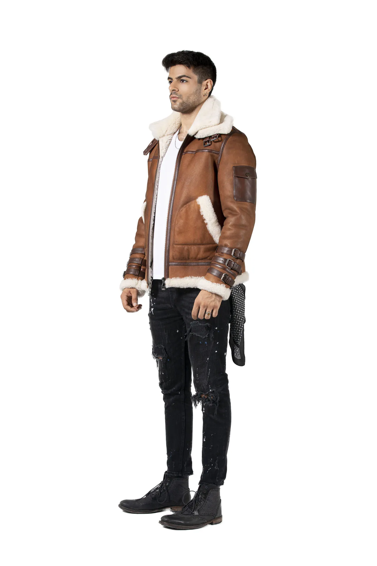 Calfskin Aviator Bomber Leather Jacket