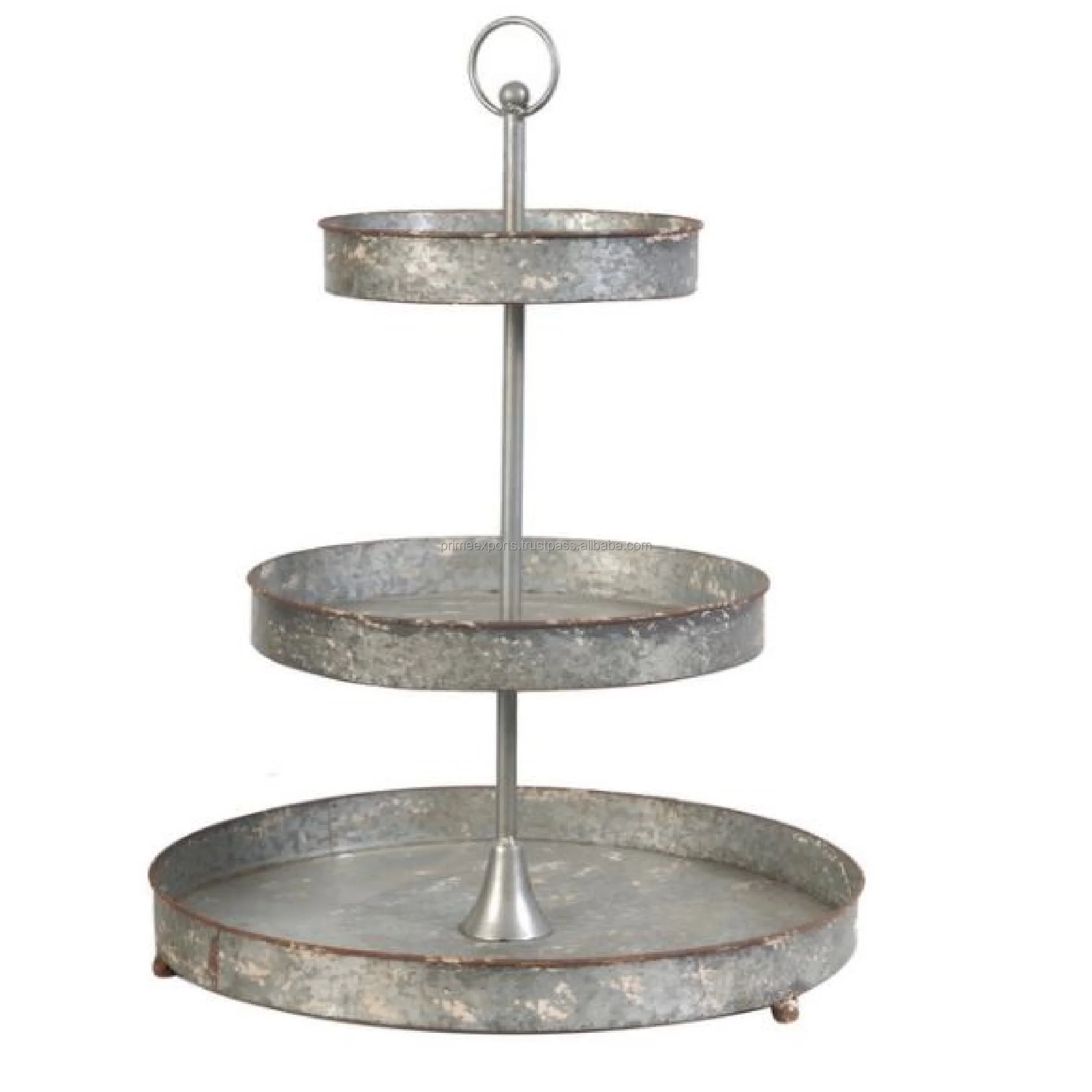 Galvanized three Tier Round Cake Stand With Shinny Polished For Wedding Events  And Festive Decors