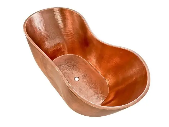 Double-Wall Copper Bathtub Vintage Custom Made Copper Hammered Bath Tub Shiny Copper Metal Bathtub