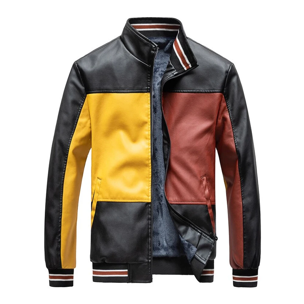 Wholesale US Size Man Leather Jacket Plus Velvet Winter Coat Jackets Motorcycle Pu Faux Leather Jacket