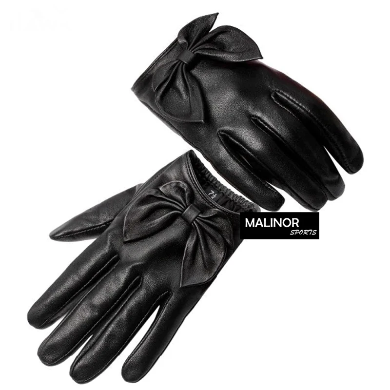 Выполненные на заказ кожаные строгие перчатки из оленьей кожи зимние уличные Теплые Симпатичные для сенсорного экрана женщин