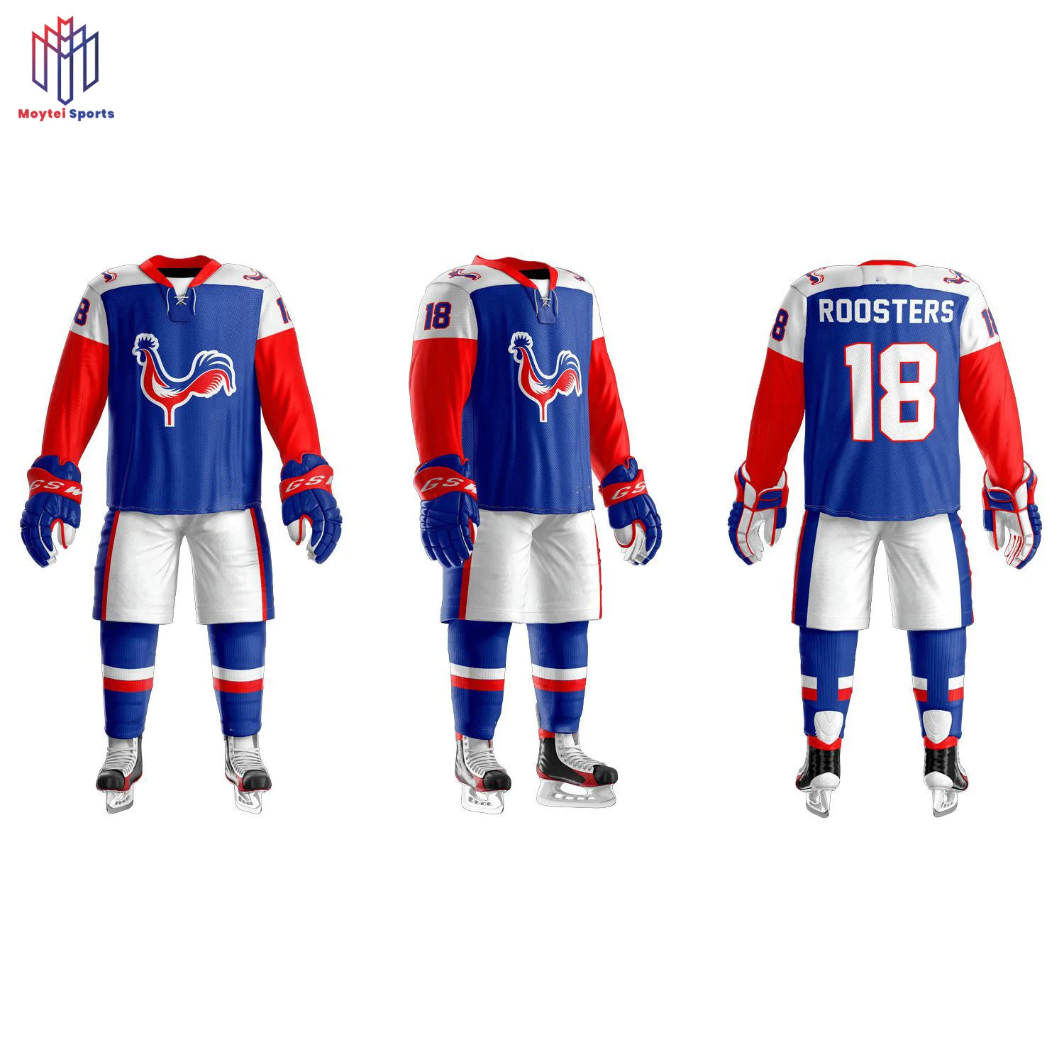 Sublimation embroidery custom team ice hockey jerseys with name and numbers