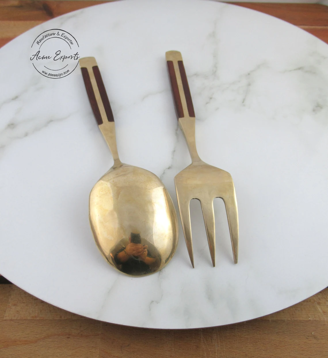  Экологически чистый латунный матовый набор для сервировки салата стандартного размера предназначенный буфетных инструментов столовые приборы