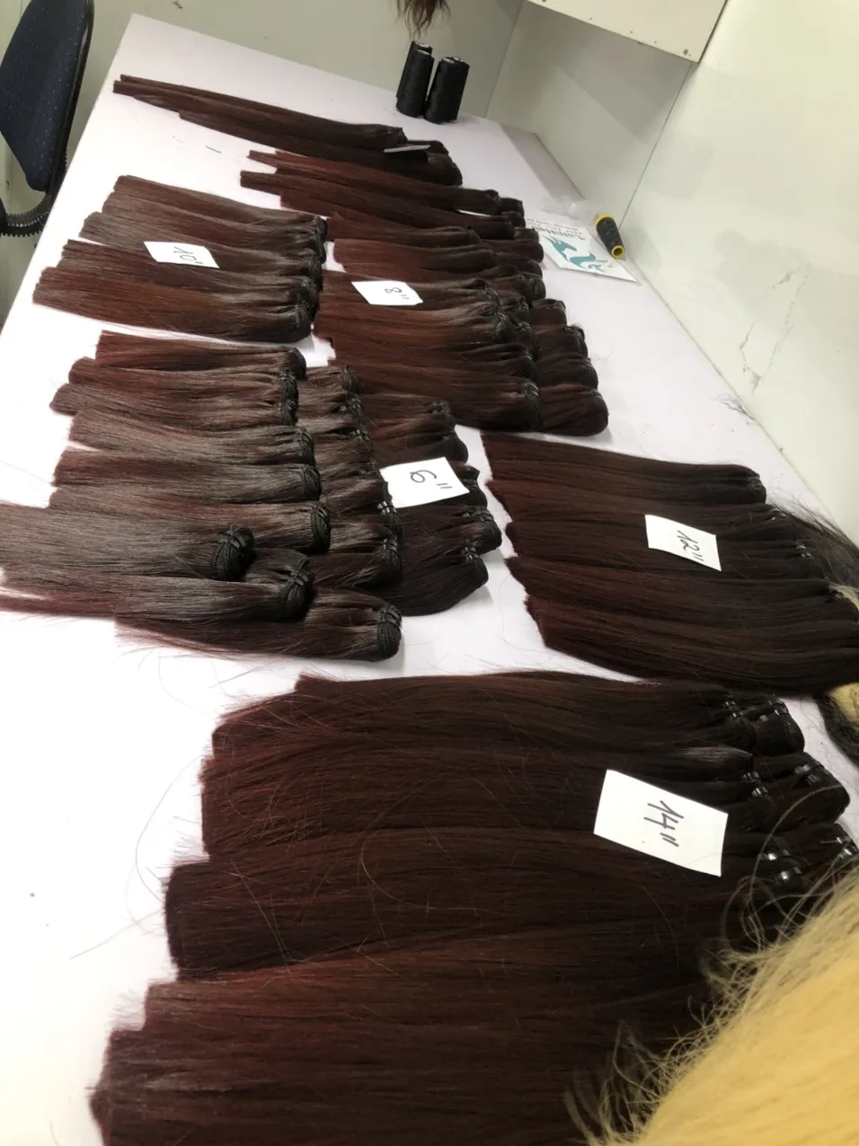  Винные цвета двойного рисования супер вьетнамские волосы прямые кости Remy натуральные кутикулы сочетаются с краской волос пианино