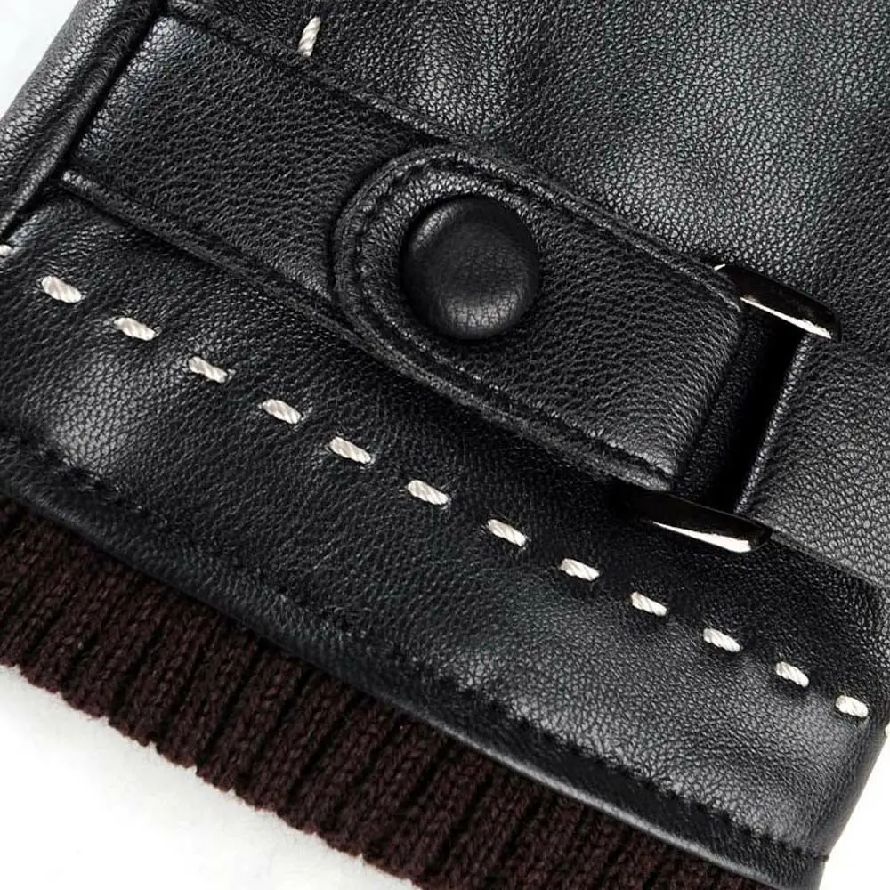 New Fashion Design Leather Gloves for Ladies Women Warm Winter Black Dressing Leather Gloves