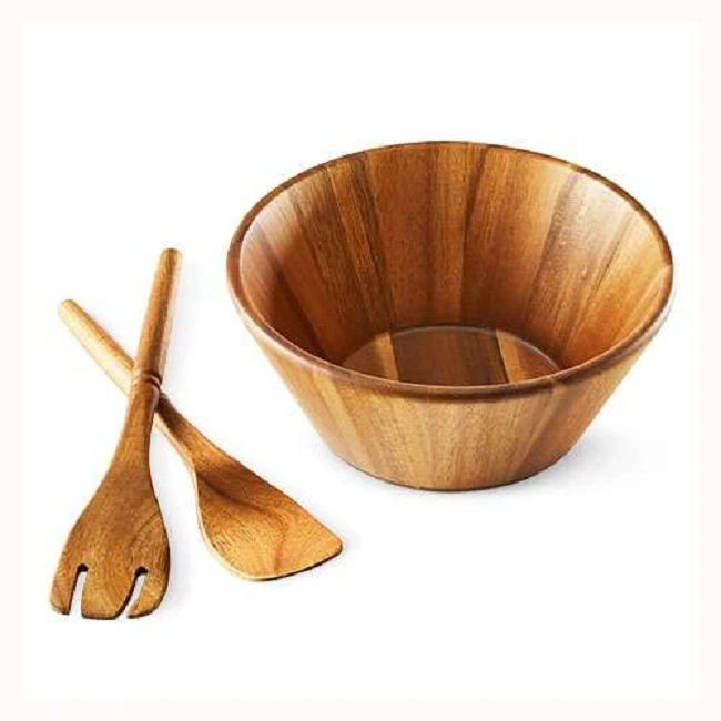 Customized Design and Size Salad Or Soup Serving Bowl Chinese Wooden Bowl Boat Shape Acacia Wooden Serving Bowl
