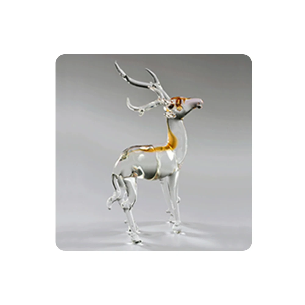 High Quality Playing Dear Animal Glass Statue Figurines From India