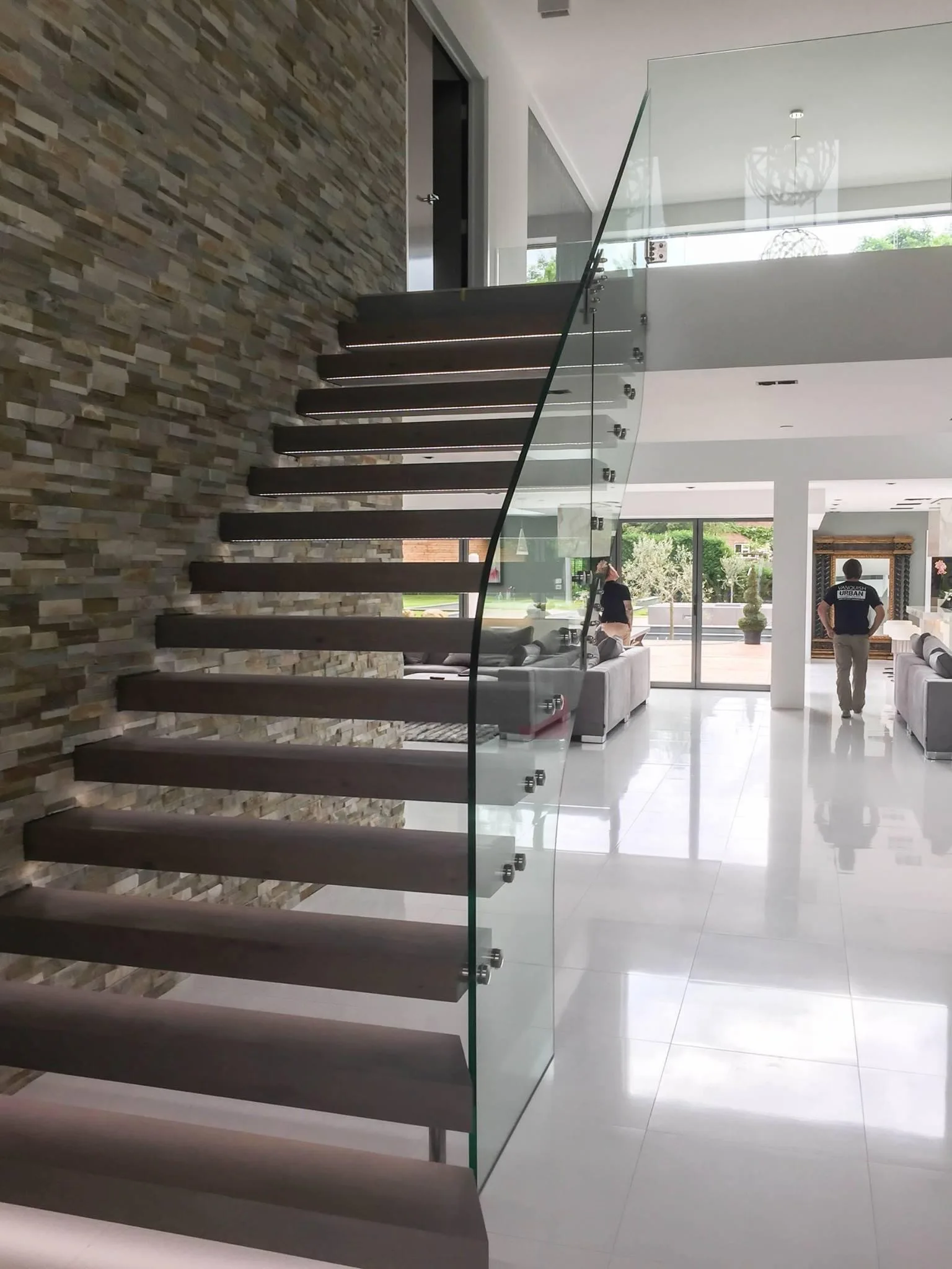 Interior Invisible Stringer Floating Stairs Oak Floating Staircase