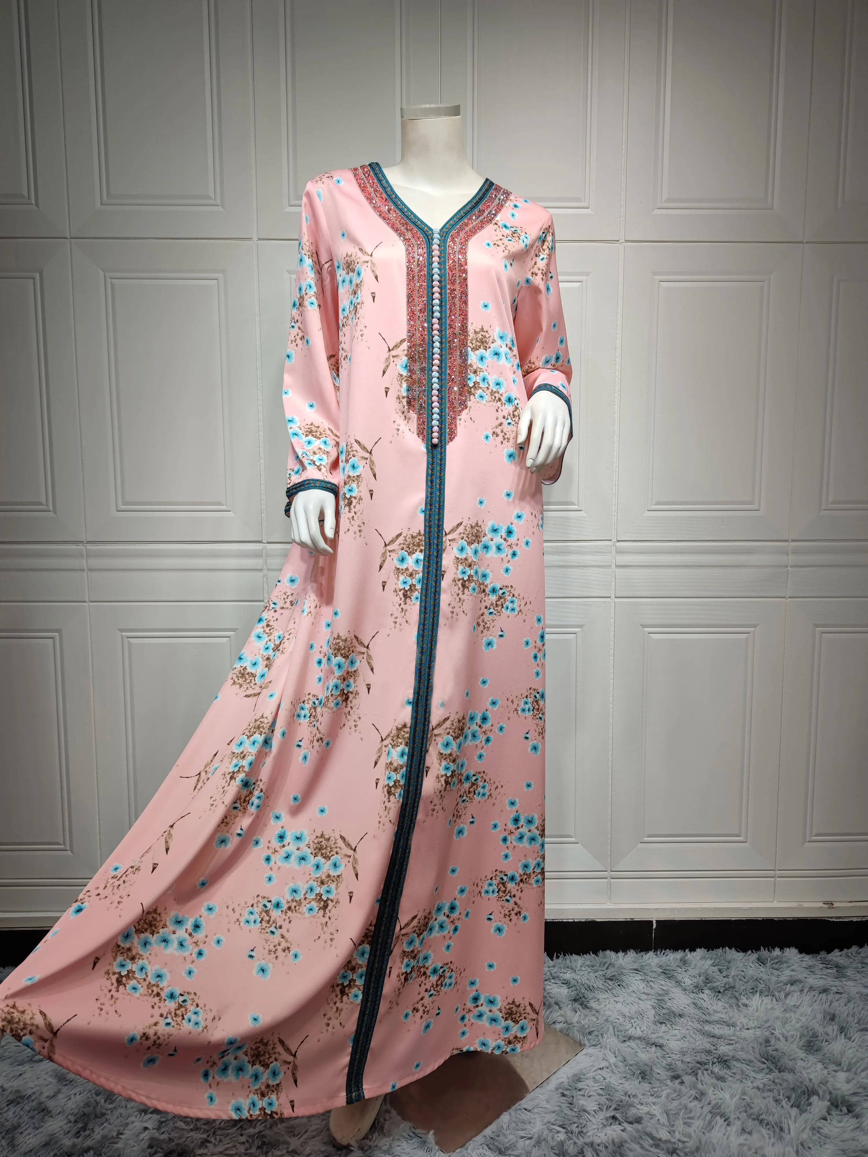2022 New Arrival Open Abaya Fashion Long Dress Dubai Muslim Islamic Women Clothing Turkish Ladies Robes Modest Dress