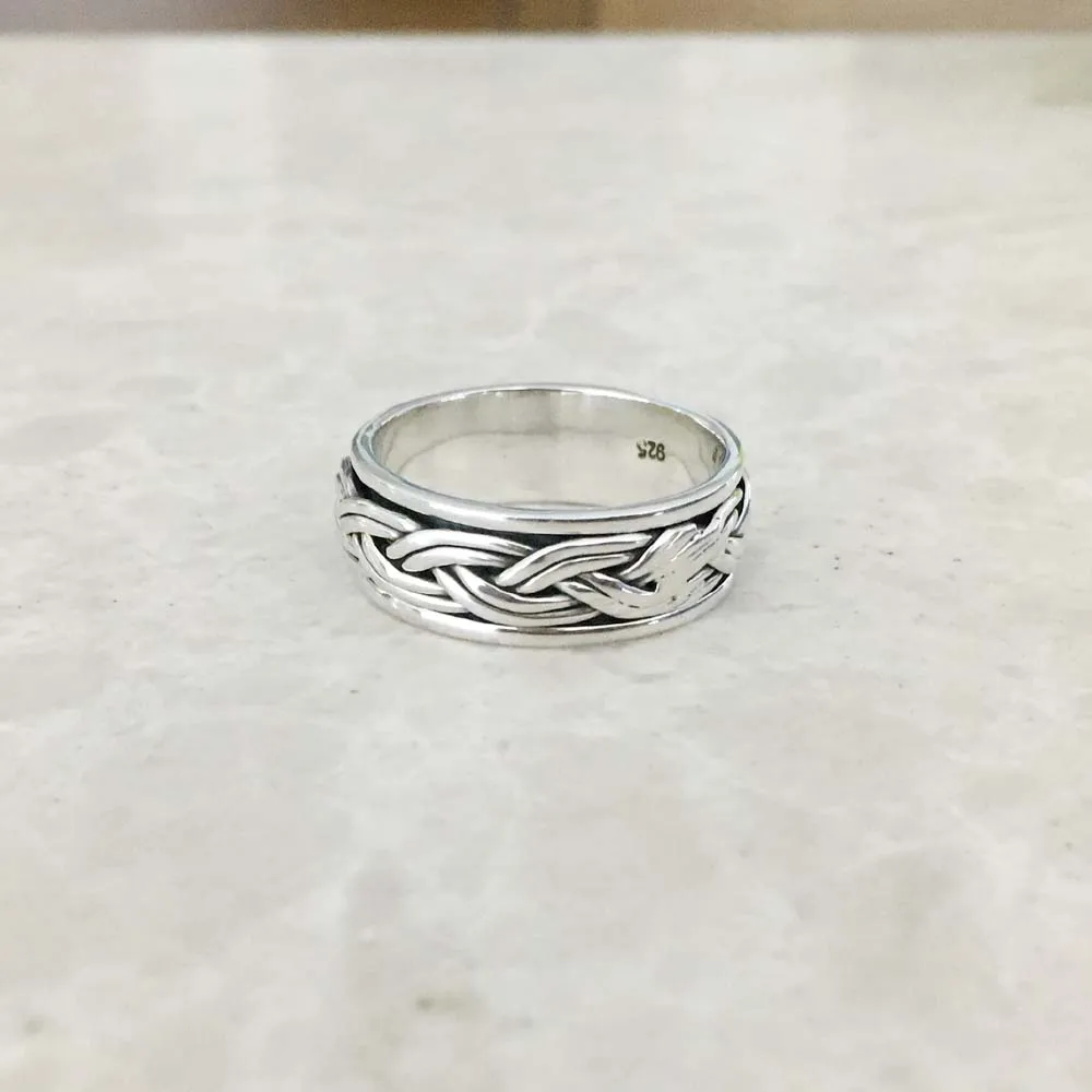 Manufacture Handmade Leaf Spinner Band Ring For Women Men Solid 925 Sterling Silver Antique Design Band Wholesale Bulk Rings