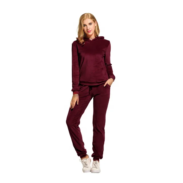 Velour Custom Loose Fit Tracksuits Women Solid Pink OEM Sweat Suits Top Trendy Velvet Street Clothing Joggers hoodies sets