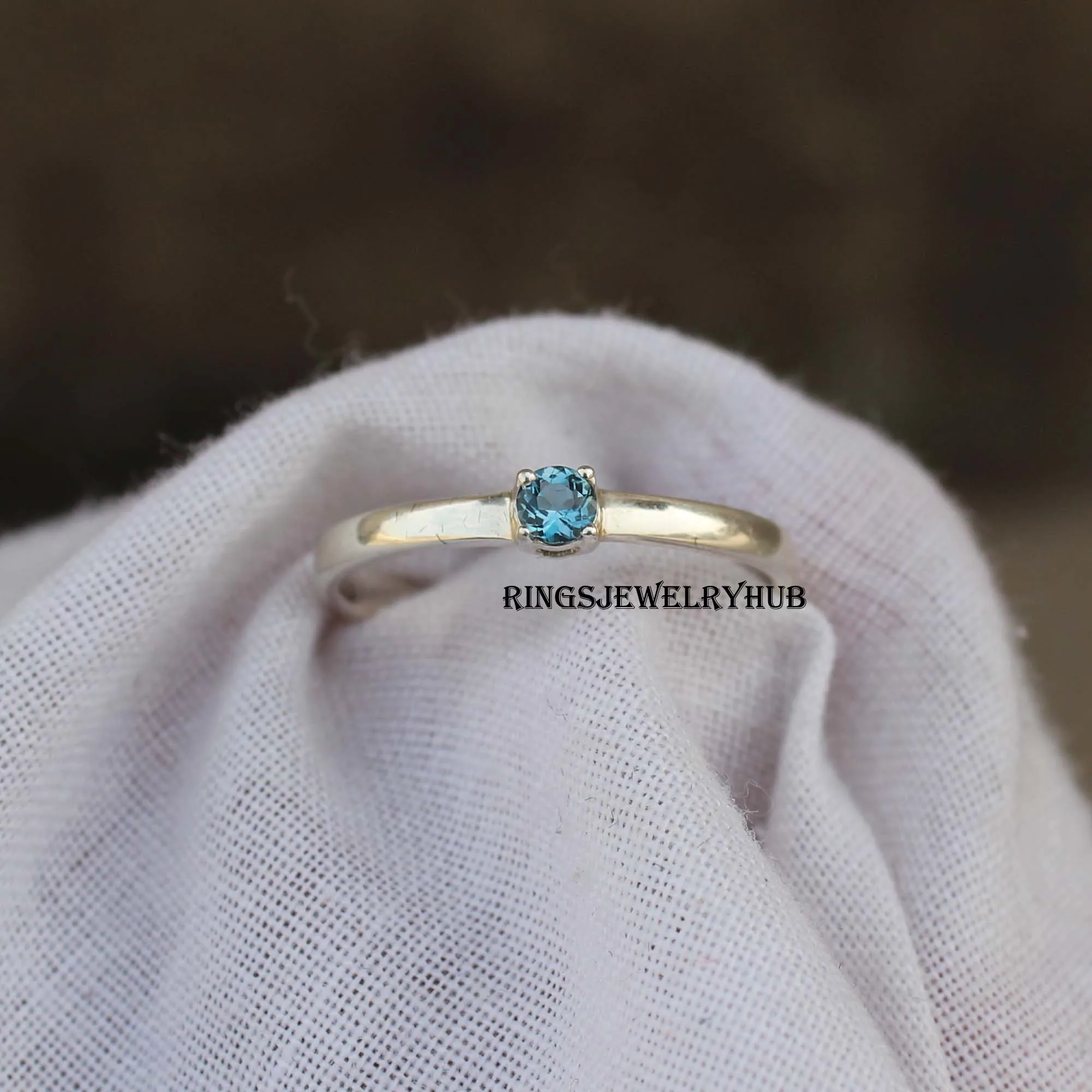 
Natural London Blue Topaz Ring Handmade jewelry Round Cut Ring Best Quality Silver Ring 