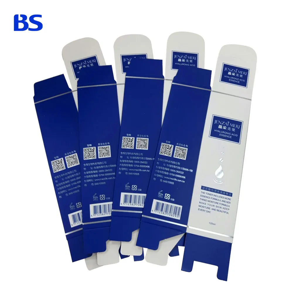 
Packaging box cleanser Face Wash Serum Essence White Art Texture Matte Lamination Silver Hot Stamping Paper Boxes 