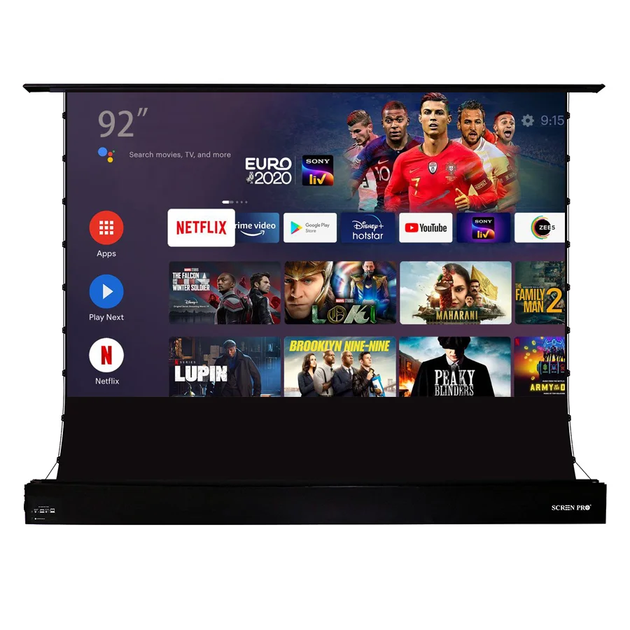 Free Shipping 92 inch Electric Floor Rising UST 4K ALR Projector Screen Pull up Screen for Ultra short throw laser