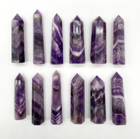 Purple Amethyst crystal  tower obelisk   | Wholesale  amethyst  Semi-precious Gemstone Point / Wand For Healing decor meditation