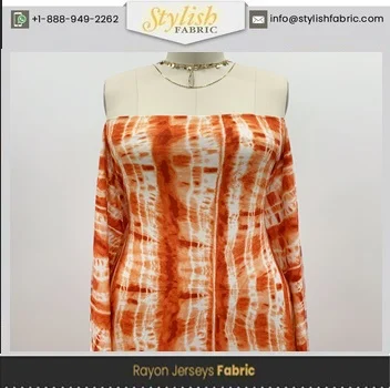 Кораллового цвета в сиропе Персик с «вареный» с печатным рисунком на искусственный шёлковый спандекс трикотаж с узелками 180 GSM стиль P-1417-HVY-RSJ