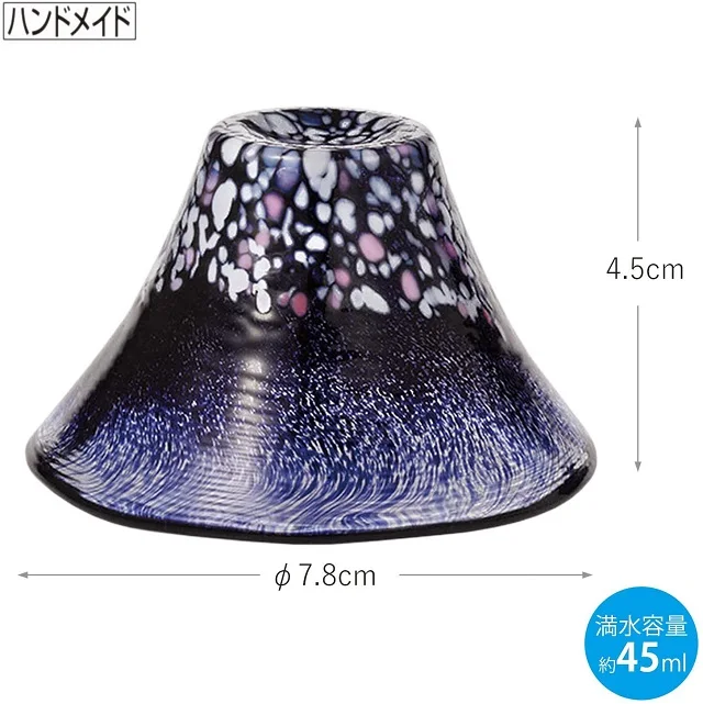 TOYO SASAKI GLASS hand made Mt. Fuji glass Cherry blossoms at night. 37029
