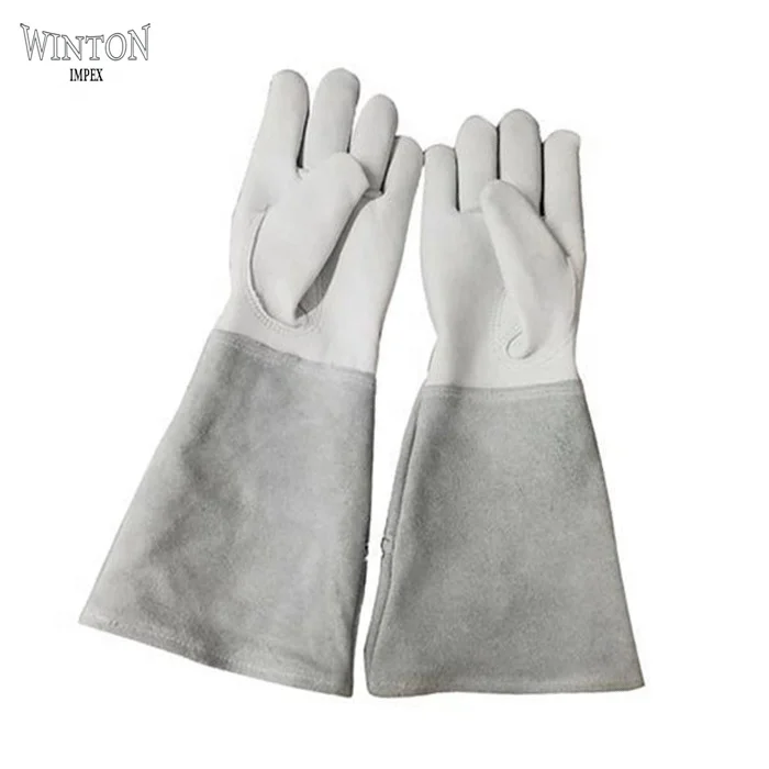 2021 OEM Best Custom Made Leather Men Women Long Gauntlet Sleeves Goatskin Leather Bee Beekeeper Supplies Beekeeping Gloves