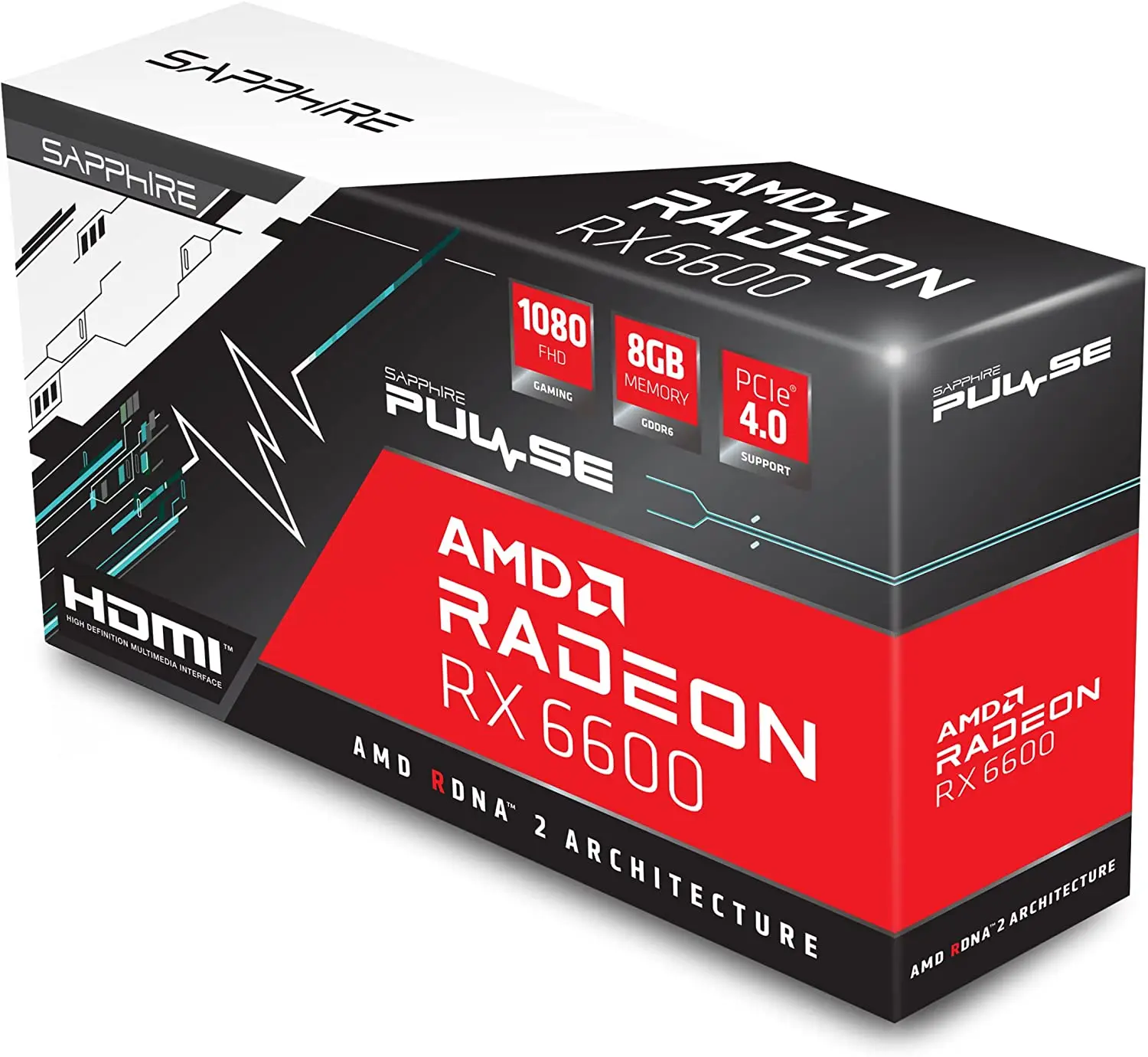 Hot selling 2021 Sapphire Technology Pulse AMD Radeon RX 6600 Gaming Graphics Card with 8GB GDDR6, AMD RDNA 2, (11310-01-20G)