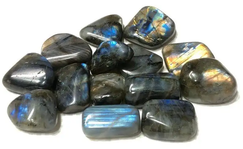 BEAUTIFUL LABRADORITE CRYSTAL TUMBLED STONES / POLISHED LABRADORITE TUMBLES  WITH FLASH /NATURAL STONE GRAY LABRADORITE TUMBLES