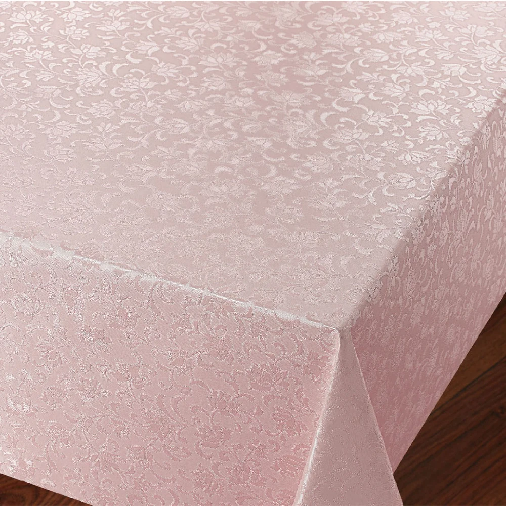 
High Quality PVC Table Cloth with Nonwoven Backing 514-58 Flower Embossed Design Pink 