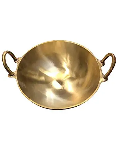 Good Pure Brass Kadai for Deep Frying Cooking Utensils Healthy Benefits Brass Hammered Kadai Pital Kadhai Heavy Weight Working