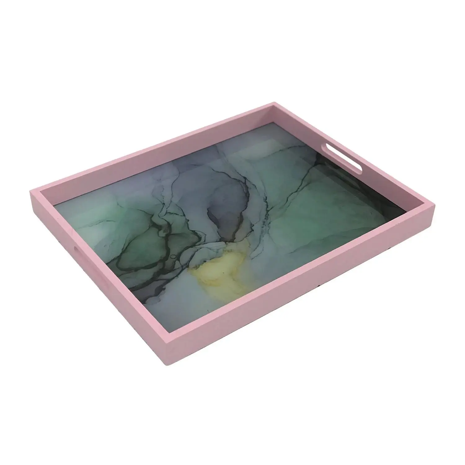 Factory Wholesale Price MDF Board Food Serving Tray Enamel Sticker Print Breakfast Tray Tableware Tabletop Tray Dishes Plates
