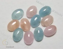 Aquamarine & Morganite - 10x14mm Oval Cabochon, Loose Gemstone