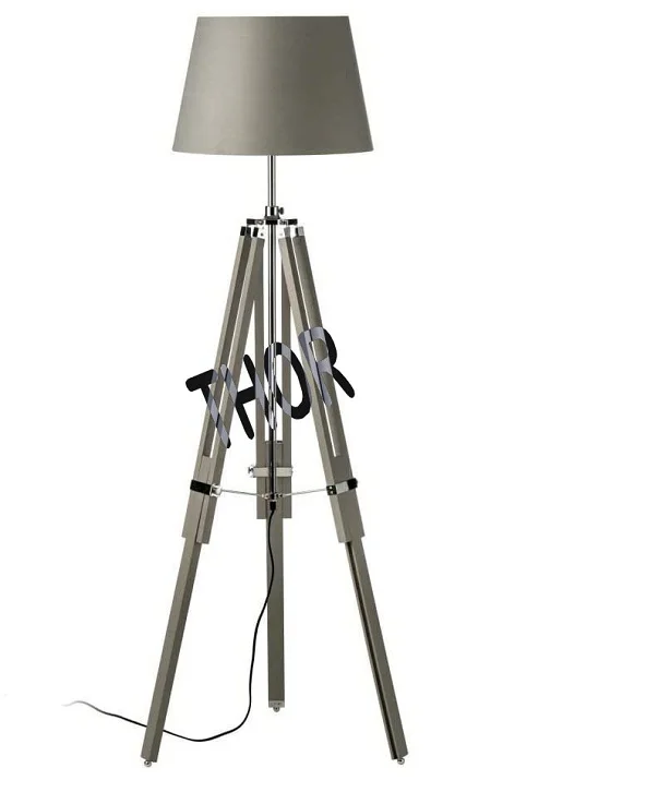 Напольный штатив из серого дерева и хрома высокие Современные Напольные светильники с полками для спальни гостиной офиса