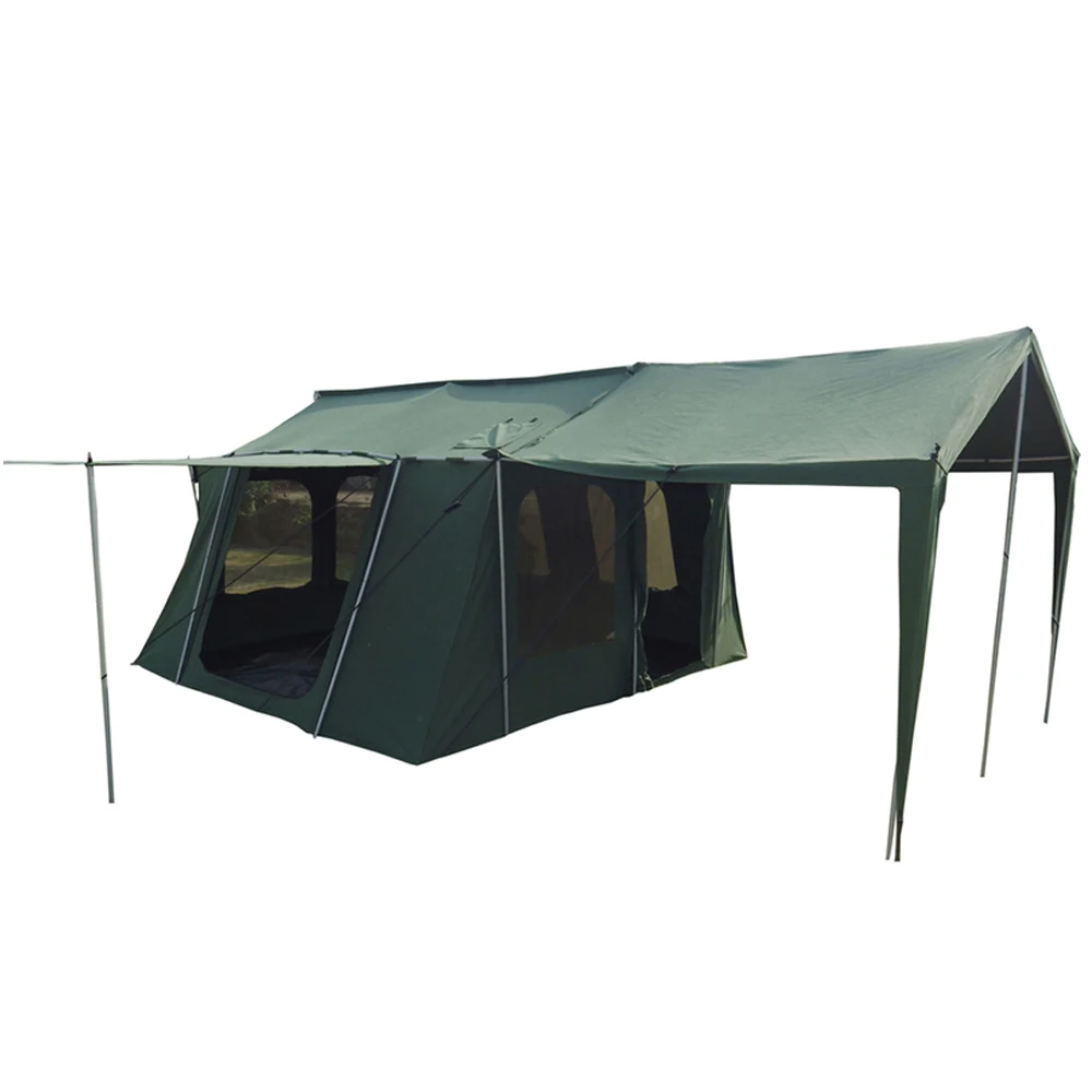 High quality hard floor camper trailer outdoor family event canvas safari lodge tent / Outdoor Canvas Lodge Tent for Camp