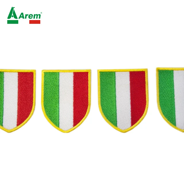 Italian shield flag fine quality embroidery for iron on and sew on clothing textile accessories worldwide delivery