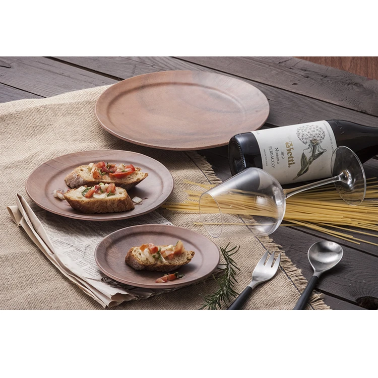 8 Inch Round Melamine Wood Platos Dishes Dinner Plates Sets Dinnerware Plastic Charger Plates