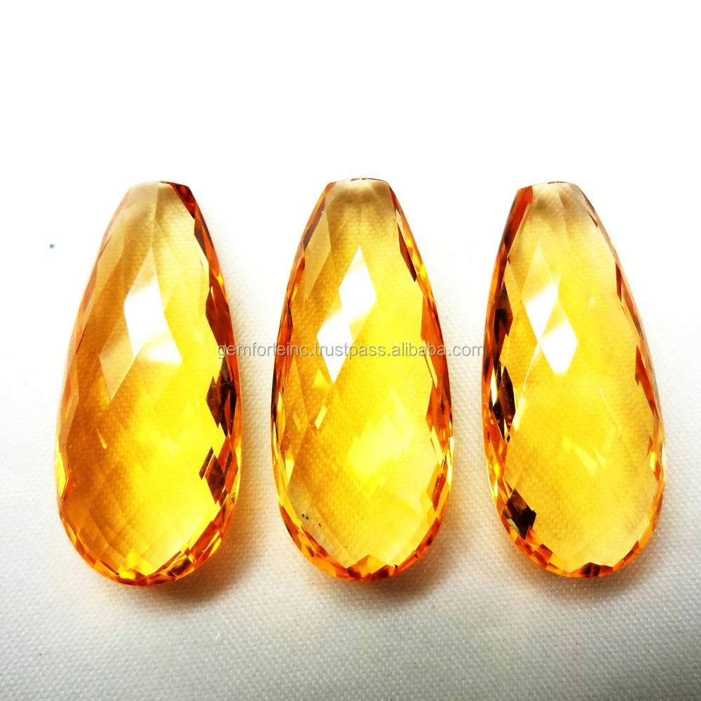 100% Natural Citrine Pear Briolette Cut Loose Gemstones Semi Precious Jewelry Making Gemstone High Quality Yellow Citrine