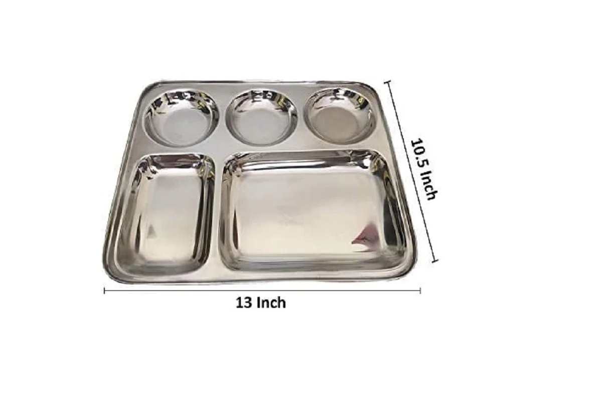 high quality stainless steel set of 5 rectangular shape new dinner plate 5 sections divided Technology Glass Packing Packaging