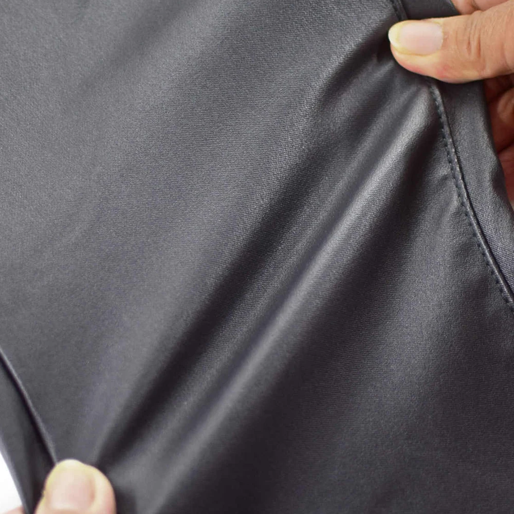 New tight-fitting slit high-waist leather pants office ladies stretch wide-leg pants women