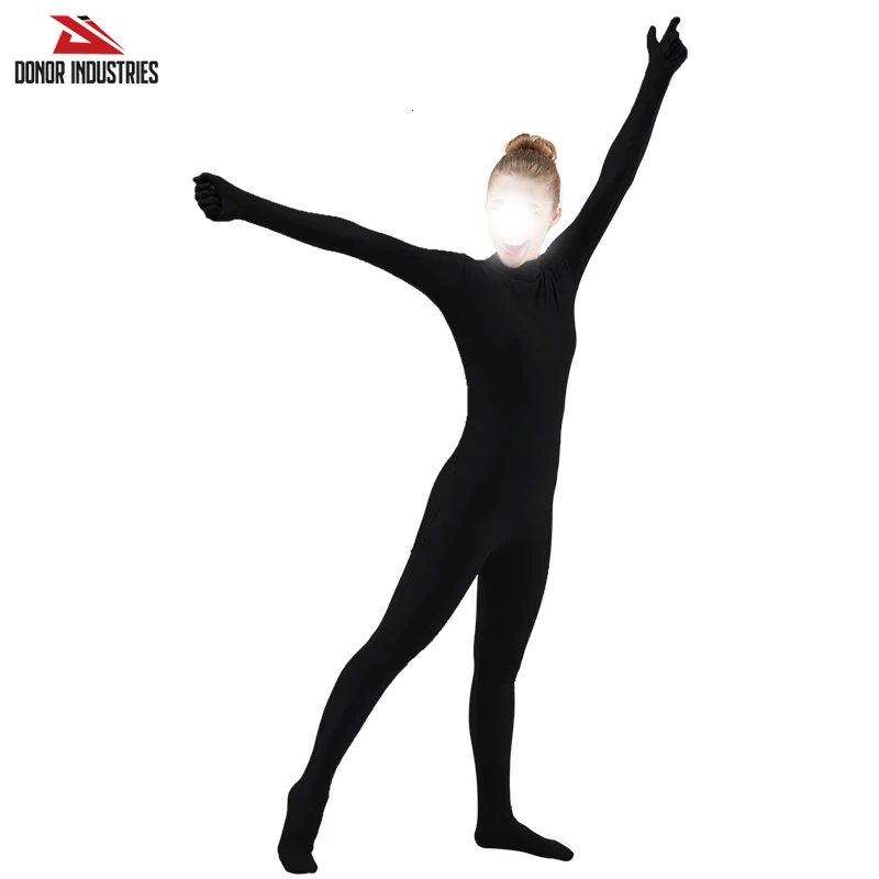 Black Spandex Full Body Skin Tight Jumpsuit Unisex Bodysuit Costume for Women Dancewear Bodysuit