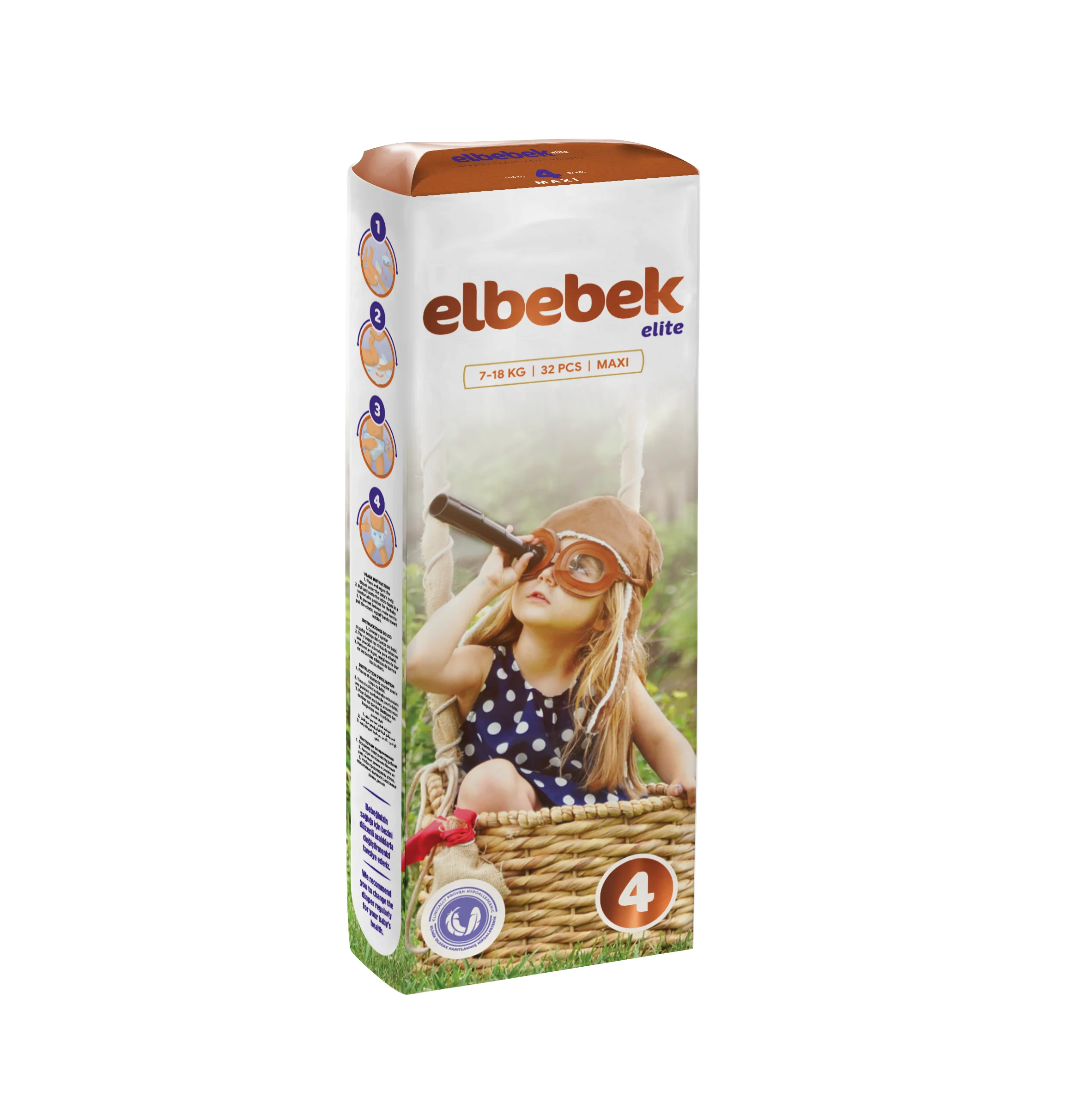 ELBEBEK Baby Diapers Maxi 32 Pieces Hot Sale Breathable Disposable Baby Diapers Quick Absorption Long Lasting Dryness Best Price