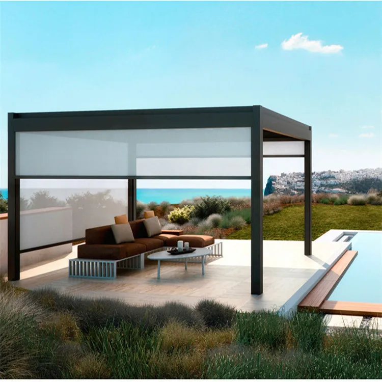 Alexa Roller Blinds Motorized Outdoor Zip Track Windproof Mesh Vertical Blinds For Terrace White Pleated Blinds