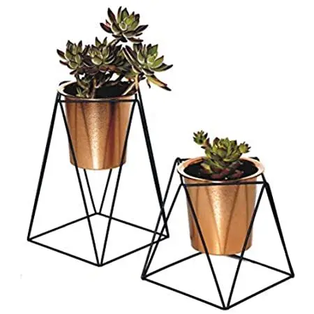 Уличные и комнатные многоугольные металлические вазы/Золотые Большие цветочные горшки/горшки для деревьев и растений набор из 2/3/5