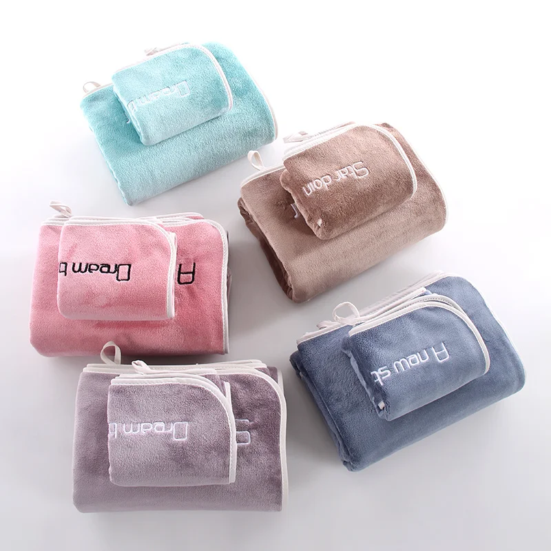 
Factory hot sell high quality breathable customized embroidery logo microfiber floding towels set with face towel bath towel 
