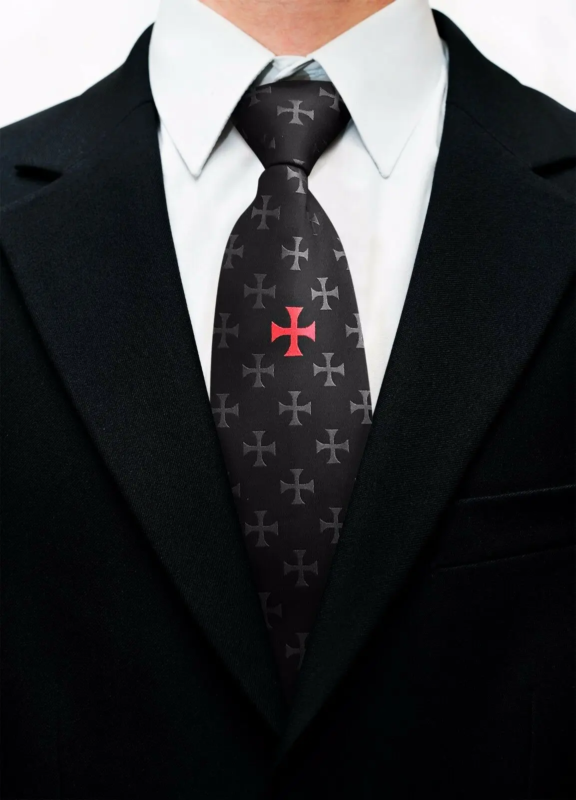 Новый черный Рыцари templar KT масонский галстук супер качество массажное изделие для шеи regalia