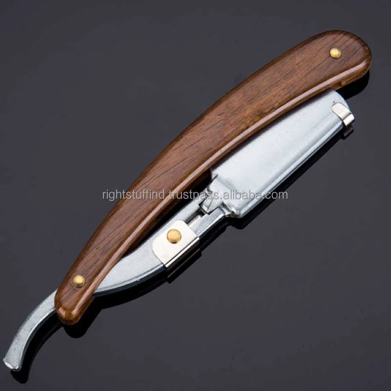 Professional barber salon hair Razor Straight Edge Barber Folding Shaving Knife wood Handle Without Blades