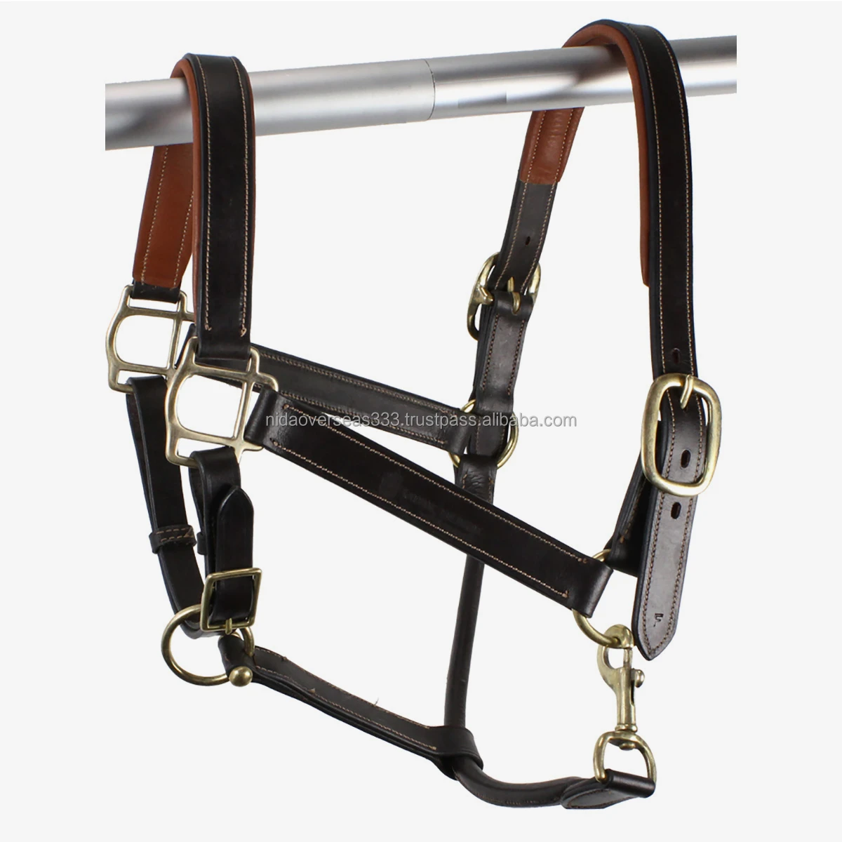 Wholesale Equine Premium Quality Leather Horse Stable Halter With Solid heavy Brass Buckles with Softly Padded horse equipment